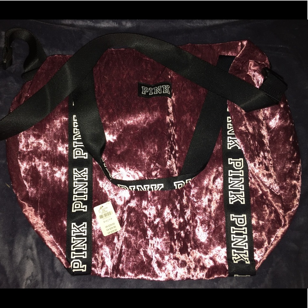 VS PINK VELVET DUFFLE BAG